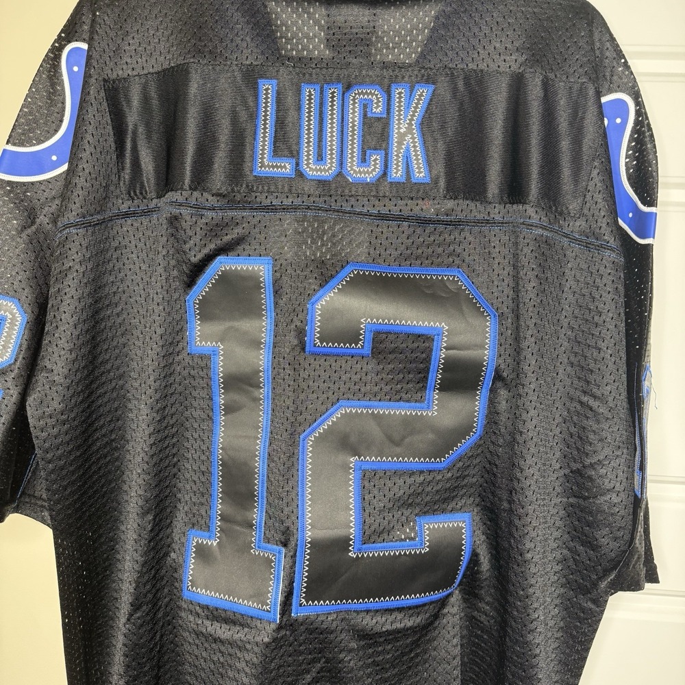 Reebok NFL Indianapolis Colts Jersey Men's X-Large Black On Field Andrew Luck 12 - Picture 12 of 12